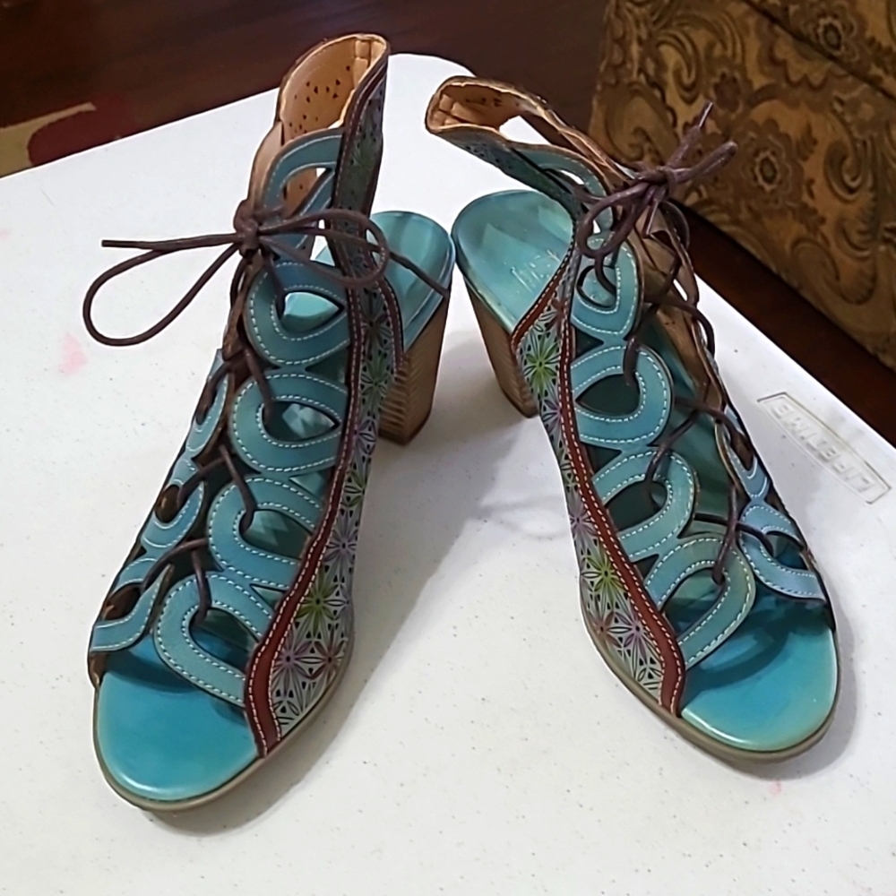 L'artiste Spring Step Women's Heeled Sandals Larue Sky Blue Size 42